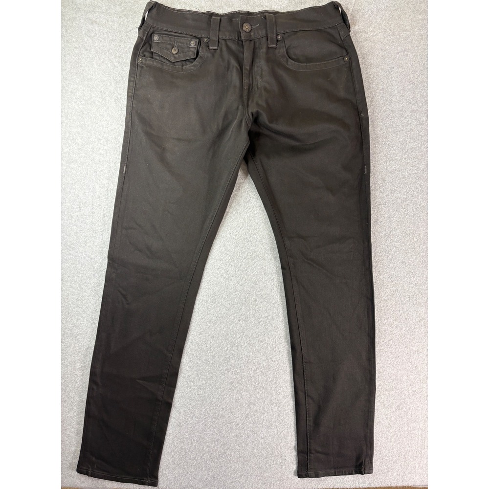 True Religion Geno Relaxed Slim Black Jeans Mens 30 Stretch MDAE08N41C